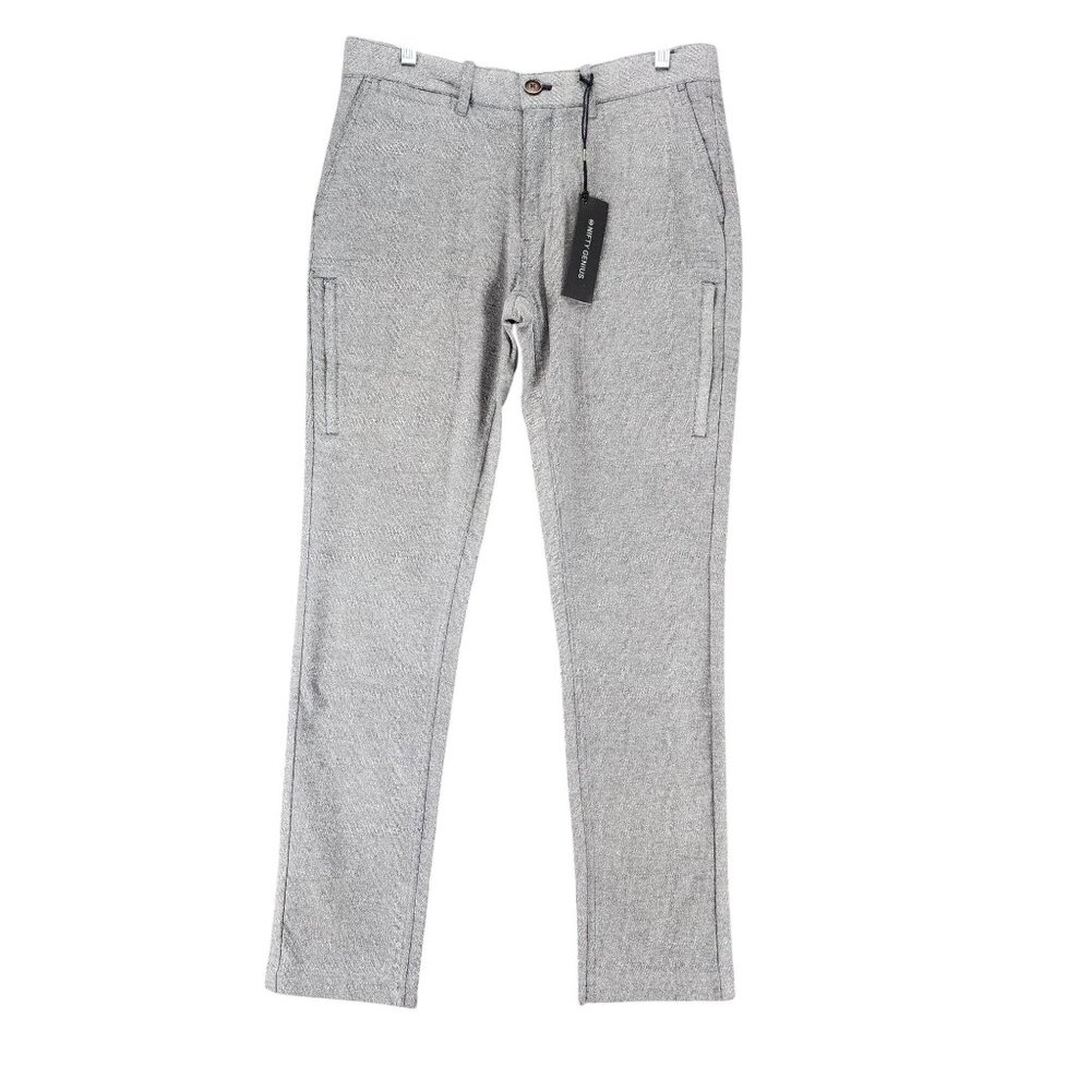 Nifty Genius Pants Mens 30x32 Gray Stretch Mid Rise Dress Pant Trouser  *NWT*